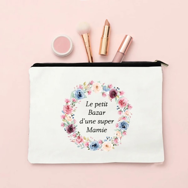Super Mamie Franska printed sminkväskor Kvinnor Kosmetikväska Case Organizer Kvinnlig Tvätt Förvaringspåsar Mormor Presenter TW195961-TBWH-D