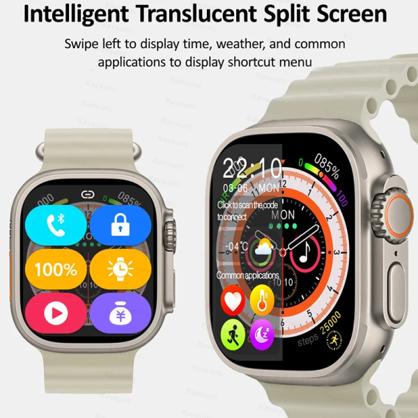 AMOLED-skärm HK8 Pro Max Ultra Smart Watch Series 8 49mm High Refresh Rtae Compass Game NFC Smartwatch Herr Sportklockor 2.12\ Black AMOLED Screen 49mm