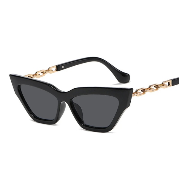 Cat Eye Vintage Solglasögon Kvinna Mode Metall Kedja Design Kvinnliga Solglasögon Godis Färger Retro Designer Oculos De Sol Pink Brown Other