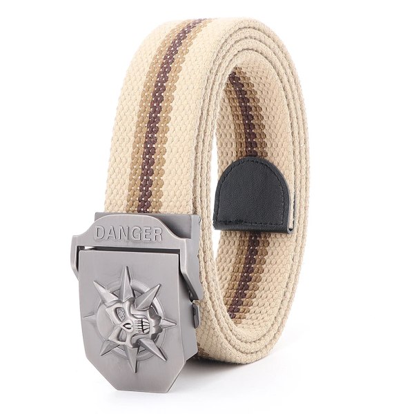 Canvas automatiskt spänne bälte för män Tactical Army hög kvalitet 4 mm tjocka 38 mm breda byxor Tillbehör Nytt träningsbälte för utomhusbruk Khaki stripes 130cm