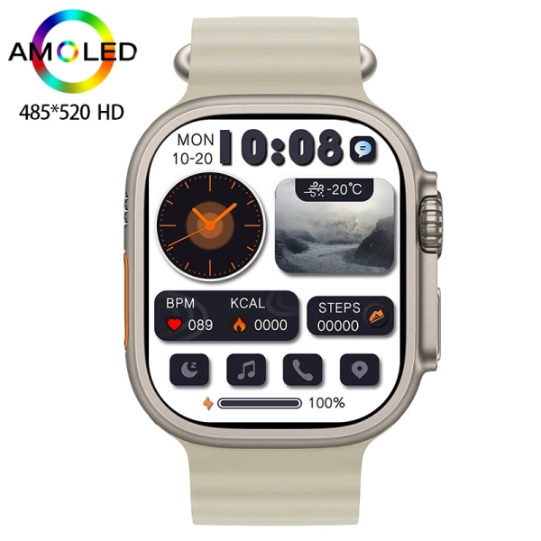 HK8 Pro Max Ultra Smart Watch Herr 49mm AMOLED Skärm Kompass NFC Smartwatch Blodtryck Fitness Klockor för Android IOS Grey