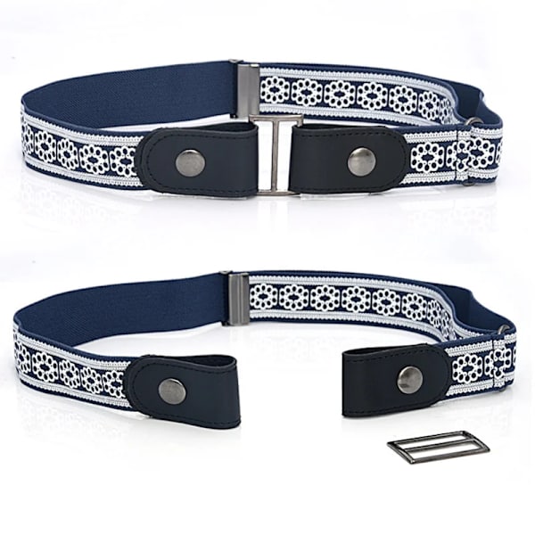 Enkelt Bälte Utan Spänne Elastiska Bälten För Dam Stretchrem Herr Jeans Cintos Utdragbar Barn Pojkar Flickor Cinturon Mujer-rem blue flower belt 85-120cm