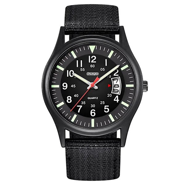 Mode Herr Nylon Klockor Lyx Herr Army Militär Quartz Watch Kalender Datum Armbandsur Relogio Masculino Black