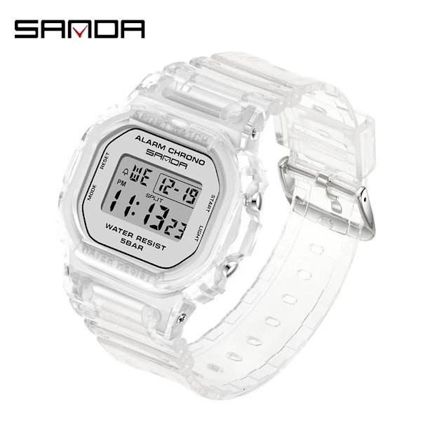 SANDA G Style Digital Watch Herr Vattentät Ms Watch Sport Herr Klockor Pojke Flicka Elektronisk relogio masculino Relógio mulher 2009 silver