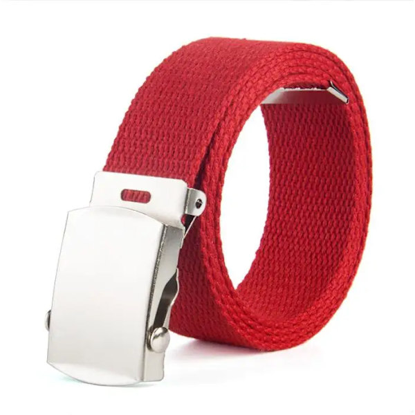 Högkvalitativ canvasbälte unisex lyxrem taktisk militär canvas midjeband Utomhusträningsbälte metallspänne bälten 3,8 brett red 100cm