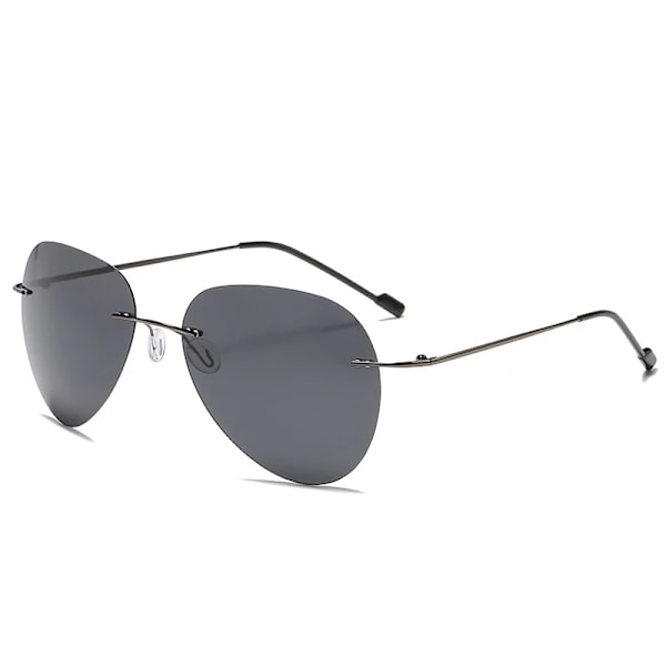 Män Ultralätt titan polariserad fotokromatisk lins solglasögon båglös flygstil Brand Design Night Vision glasögon Gun grey Gray