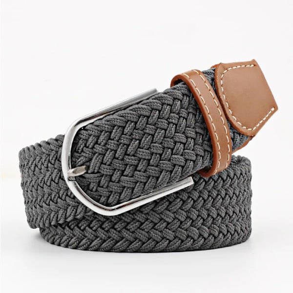 Nytt mode mångsidig canvas män kvinnor bälte metall spänne elastiskt flätat elastiskt bälte hög kvalitet camping fiske män bälten gym dark grey 105CM