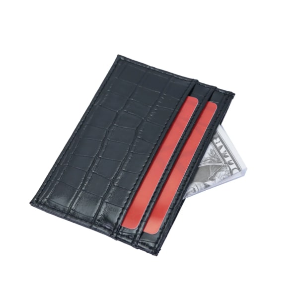Smal RFID-spärrplånbok Krokodilmönster PU-läder Kreditkortshållare Anpassade initiala bokstäver ID- case Present dark brown