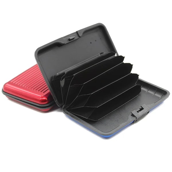 Män High-end aluminium rand Bankkorthållare Blockerande hårt case Solid Kreditkort Anti-RFID skanning Skydda korthållare Red