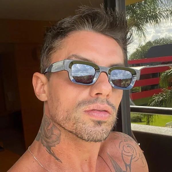 DYTYMJ Polariserade solglasögon Män Liten båge Fyrkantiga solglasögon Anti Blue Light Glasögonbåge Dam/män Hip Hop Oculo Masculino LeopardTea-Polarized Free Cloth