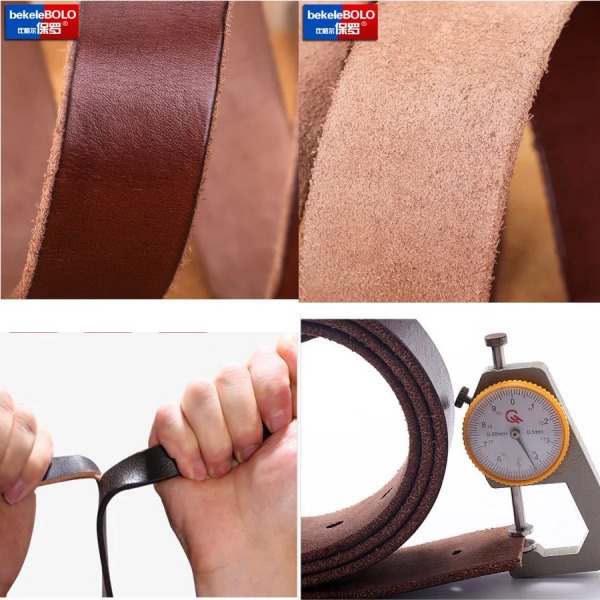 Herrbälte i äkta läder, legering, retrodesign, högkvalitativt märkesbälte för män Toppproduktion av koskinn Brown 115CM