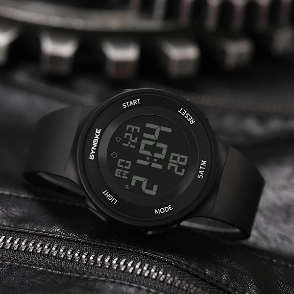 SYNOKE Student Elektronisk Watch Unisex Watch Multifunktion Militärsport Vattentät Lysande LED Digital Herr Big Dial Black