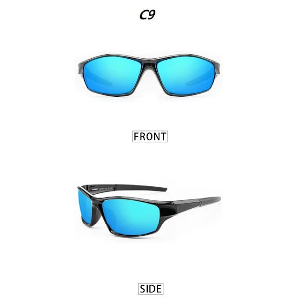 Ny design polariserade glasögon Män Kvinnor Fiskeglasögon Solglasögon Camping Vandring Köra Glasögon Sport Solglasögon C9 black blue As Pirture
