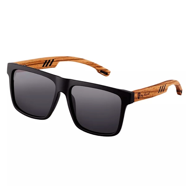 HU WOOD Nya högkvalitativa fyrkantiga solglasögon för män Polariserad UV400 Mode solglasögon Spegel Sportsolglasögon Köra oculos Black Polarized