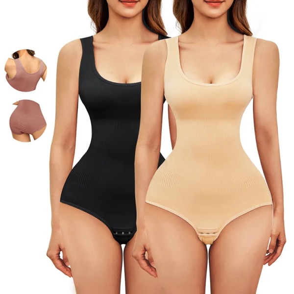 Slimming Body Kvinnor One-Piece Shapewear Korsett Reducing Body Shaper Modellering Underkläder Magkontroll Trosor Trosor 35-110 kg Apricot 3XL 4XL 85-95kg