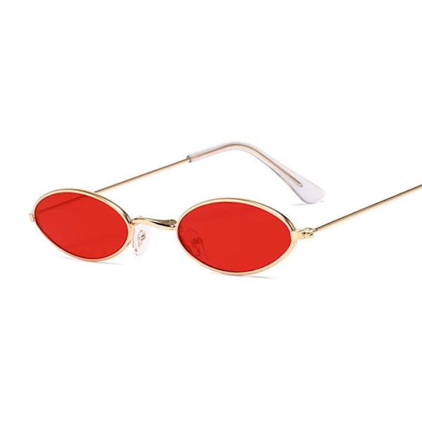 Retro Små Runda Solglasögon Kvinna Märkesdesigner Svarta Solglasögon För Damer Alloy Kvalitet Solglasögon Kvinna Oculus De Sol GoldRed