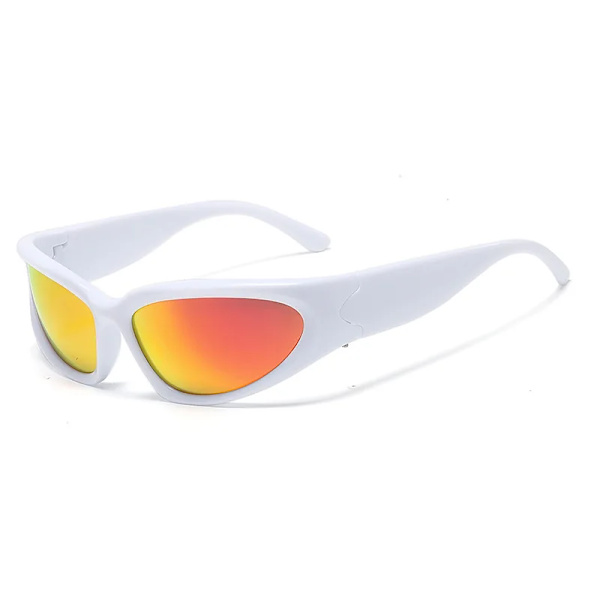 HBK Trend Steampunk Solglasögon Goggle Kvinnor Män Mode Solglasögon Punk Glasögon Kvinnlig Y2K Rosa Spegelglasögon Glasögon UV400 C15 White RedMir As Photos Showing