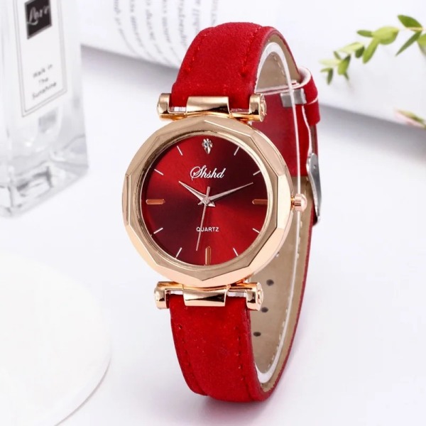 Mode Dam Läder Casual Watch Lyx Analog Quartz Crystal Armbandsur Lyx Dam Casual Watches Watch for Women Relogio Blue