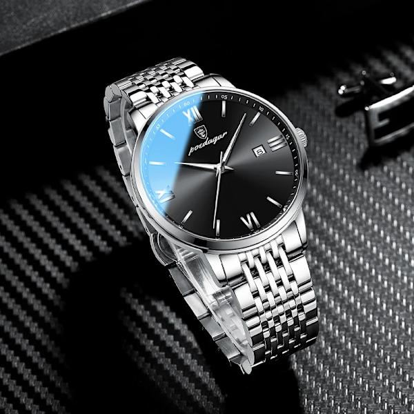 2023 Toppmärke Lyx Watch 30 m Vattentät datumklocka Sportklockor för män Herr Quartz Casual Armbandsur Watch Masculino Silver gray
