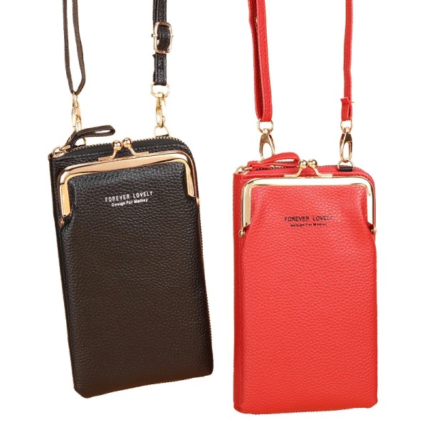 3 stilar kvinnor väskor mjuka läder plånböcker Pekskärm mobiltelefon handväska Crossbody axelrem handväska för dam Pink Touch Screen
