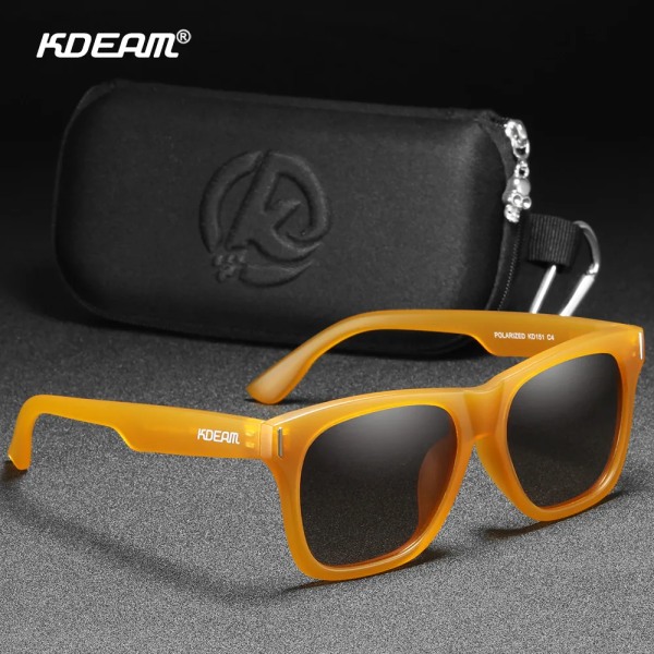 KDEAM 2021 New Square Polarized Solglasögon Herr Multi Color Coating Solglasögon Alla svarta nyanser Dragkedja ingår Kat.3 CE C1 Zipper Box