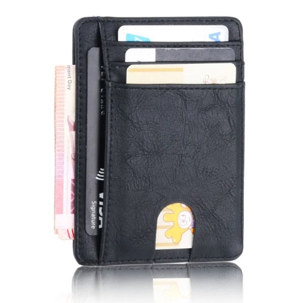 Smal RFID-blockerande Pu-läderplånbok Kredit-ID-korthållare Handväska Case för män Kvinnor 2023 Modeväska Black