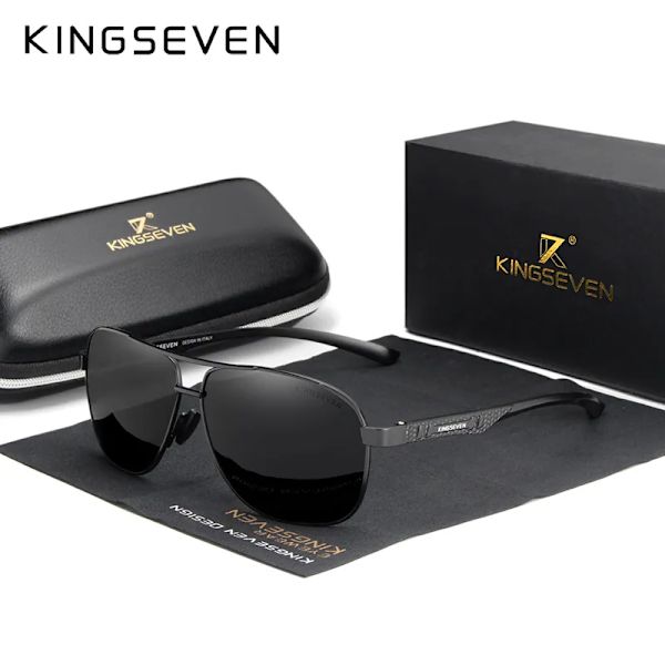 KINGSEVEN 2022 Märke Män Aluminium Solglasögon Polarized UV400 Mirror Man Solglasögon Dam För Män Oculos de sol Black Gray Original