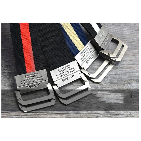 Vår och höst Ungdom Dubbelring Spänne Färgmatchning Justerbar längd Jeans Canvas Dam- och Herrbälte Type 9 100cm