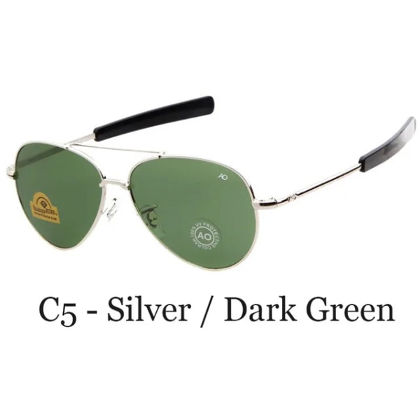 Märke Herr Solglasögon Army MILITARY MacArthur Aviation Style AO Allmänt Solglasögon Amerikansk lins Optiskt glas Oculos De Sol C5