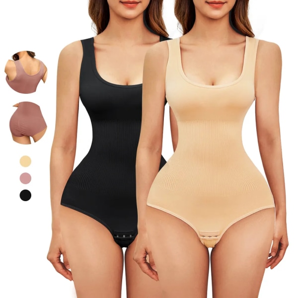 Dam Bodysuit Butt Lifter Shapewear Waist trainer Kroppsformare Magkontroll Bustiers Korrigerande bantning Underkläder Korsett Beige XS S