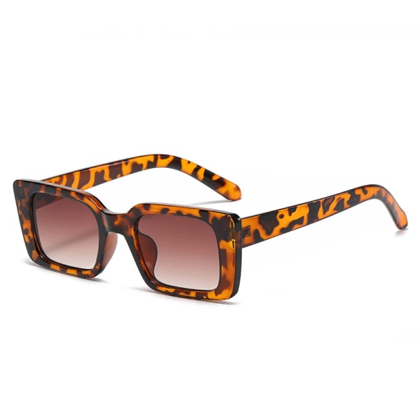 SO&EI Ins Populärt mode Små rektangulära solglasögon Kvinnor Retro Leopard Skärmar UV400 Män Trendiga fyrkantiga solglasögon Leopard tea gradient As the picture