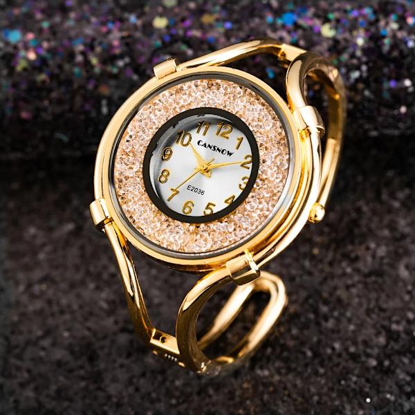 Lyxmärke Rhinestone Klockor Dam Armband Armband Armband Klockor Dam Quartz Dress Guld Klockor reloj mujer saat Gold Gold