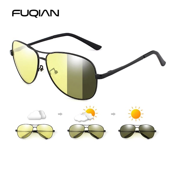 2022 Pilot Photochromic Solglasögon Män Kvinnor Mode Kameleont Polariserade Solglasögon Man Körning Byt färg Night Vision Silver-Photochromic Photochromic