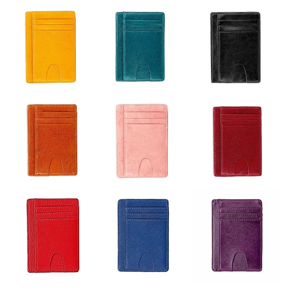 Män Minimalistisk Slim Korthållare Mikrofiber Läderkort Plånbok Line Ultra Tunn Mini Liten Rfid ID-korthållare Handväska Man Kvinnor Fiber Blue