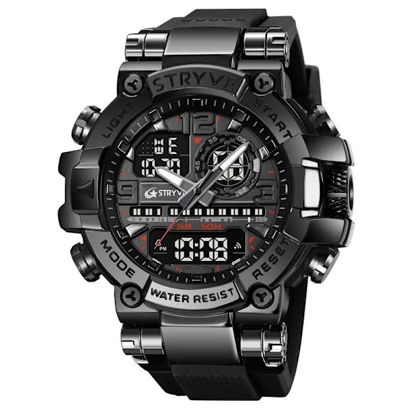 Ny STRYVE- watch för män högkvalitativ digital-analog Dual Movement 5ATM vattentäta klockor Mode sport watch 8025 Black