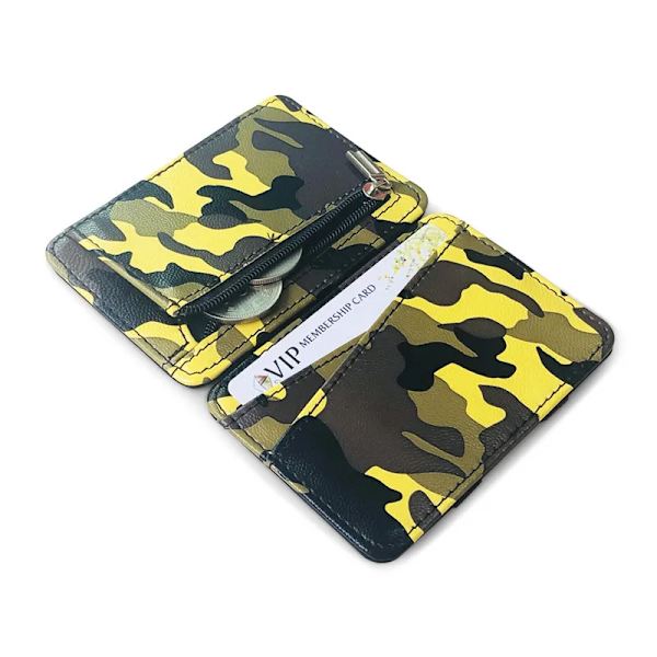 Ultra Slim Camouflage Magic Plånböcker för Kvinnor Män PU Läder Mini ID-kortshållare Myntplånböcker Resor Case Clip Cover Horizontal White
