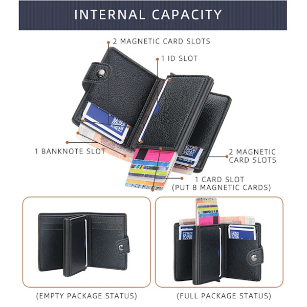 Baellerry Lychee Mönster Herr Korthållare RFID Automatisk Elastiskt Kort Spänne Plånböcker för Herr 2022 Metall Aluminium Box Case Black 1