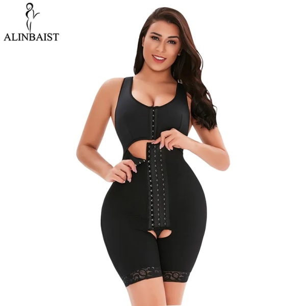 Kvinnor Shapewear Body Shaper Trosa Fajas Efter operation Efter fettsugning Kompressionsplagg Butt Lifter Krokar Black L