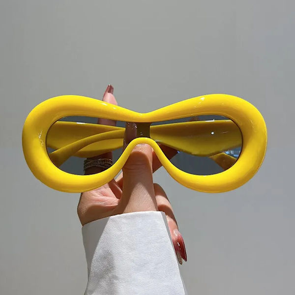 Nytt i Ovala solglasögon för män Kvinnor Mode Retro märkesdesign Solglasögon Glasögon Kvinnlig Godisfärg Goggle Solglasögon Yellow