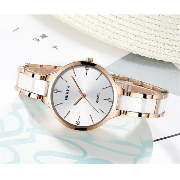 NIBOSI relógio feminino Nytt modemärke Watch Lyx Quartz Dam keramisk watch Klockor Vattentäta klockor för kvinnor white
