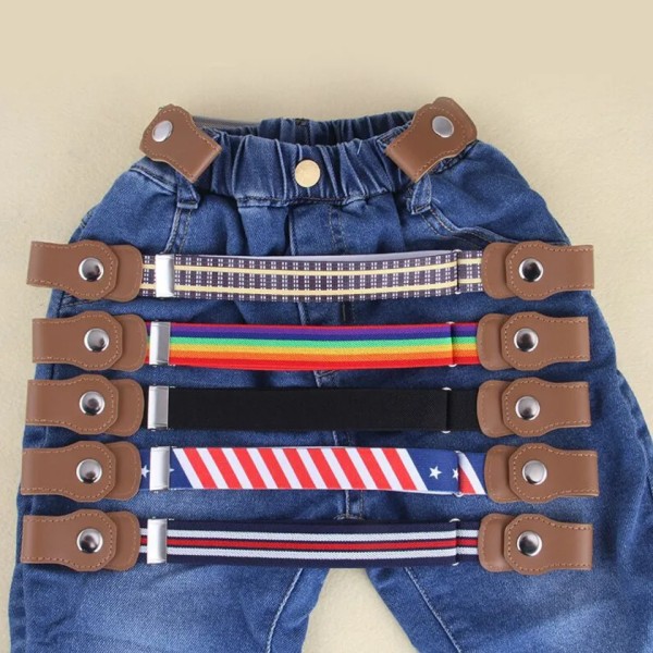 Nya barn spännefritt elastiskt bälte i midjan utan spänne stretchbälten Småbarn Justerbara pojk- och flickbälten för jeans W-12 40-65cm