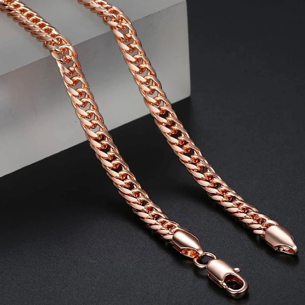 585 Rose Gold Colour Halsband för Kvinnor Män Bismark Hammered Link Chain Mode Smycken Tillbehör 5 mm GN452A GN162 22inch 55cm