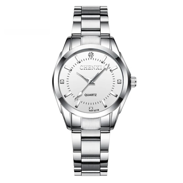 Lyxmärke Modeklockor Dam Xfcs Dam Rhinestone Quartz Watch Damklänning Klocka Armbandsur Relojes Mujeres White