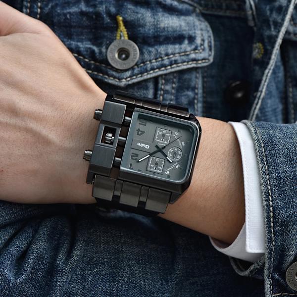 Oulm 3364 Mode Casual Herrklocka Stor storlek Watch ansikte Armbandsur Manklocka Sport Unika klockor Black