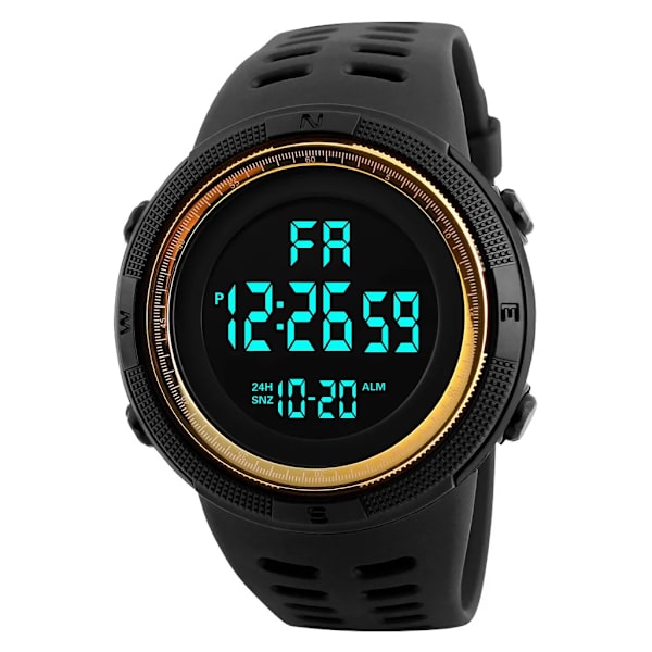 Lyx Trend Big Dial Led Digital Watch Military Army Analog Man Sport Handklocka Vattentät Student Svart Armbandsur Gold