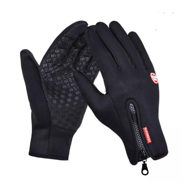 1 par handskar Anti-halk Vindtät thermal varm pekskärmshandske Andas Tactico Vinter Herr Dam Svarta Dragkedja Handskar Black L