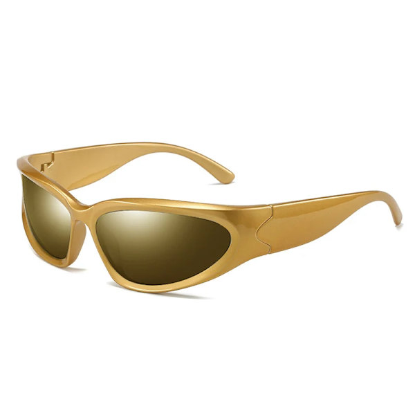 SHAUNA Retro Y2K-stil Kvinnor Cat Eye Solglasögon Mode Färgglada Spegelglasögon Män Punk Sport Solglasögon Luxury Gold As the picture