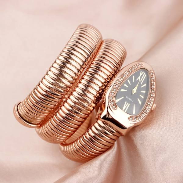 Lyxiga damklockor Ormform armband Watch för kvinnor Stål Unik guldkvarts watch Relogio Feminino Rose
