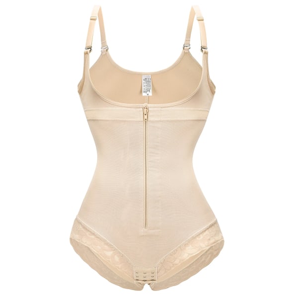 Fajas Colombians Dragkedja Body Shapewear Shapewear Kvinnor Waist trainer Reducerande gördel Platt mage Bantning Slida Efter förlossning bälte thin material beige XXL