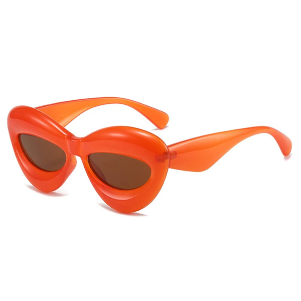 SO&EI Retro Cat Eye Candy Färg Solglasögon Dammodemärke Designer Ovala linsskydd UV400 Män Gul Rosa Solglasögon Orange tea As the picture